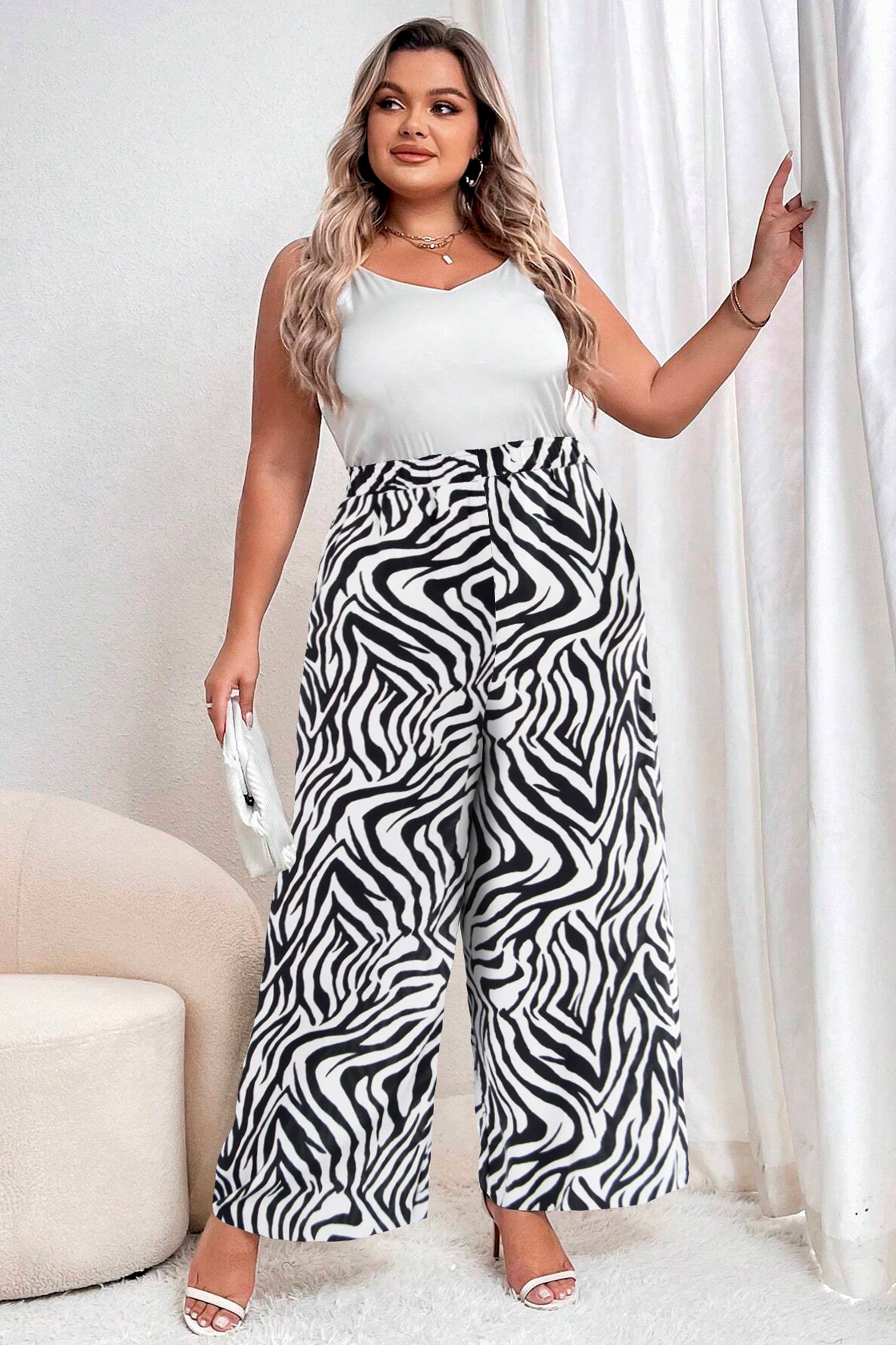 Pantalon Amplio Estampado Cebra Plus Size