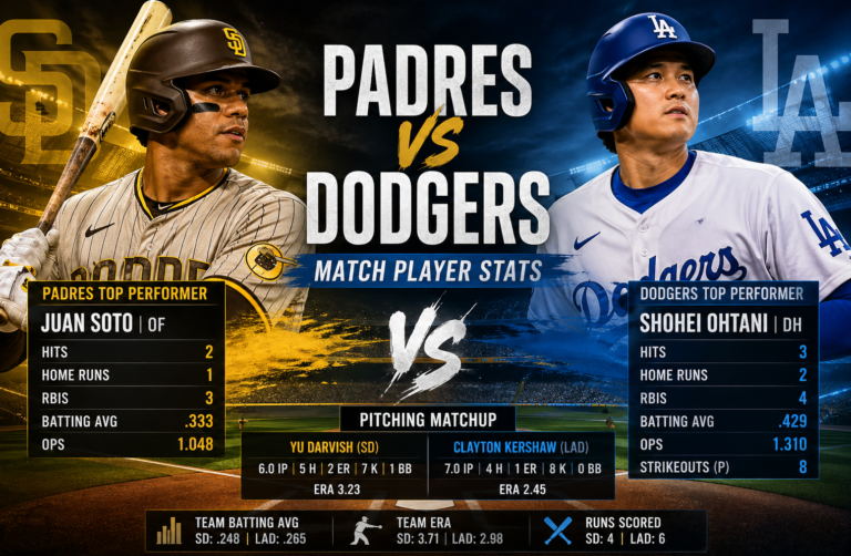 Padres vs Dodgers Match Player Stats