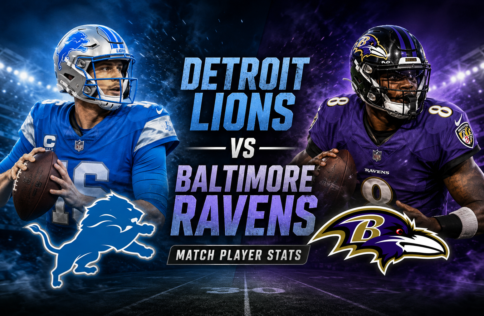 Detroit Lions vs Baltimore Ravens Match Player Stats