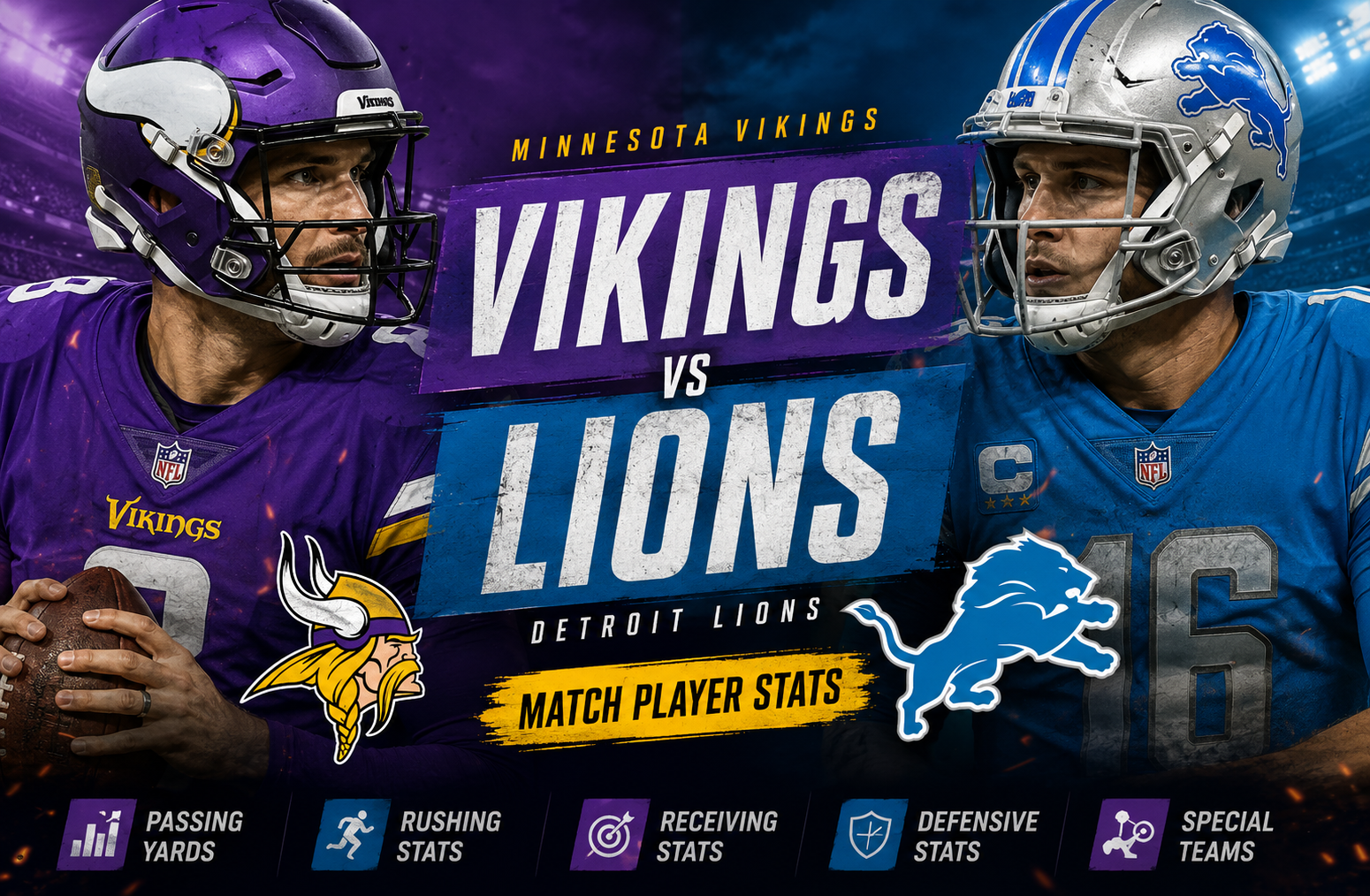 Minnesota Vikings vs Detroit Lions Match Player Stats