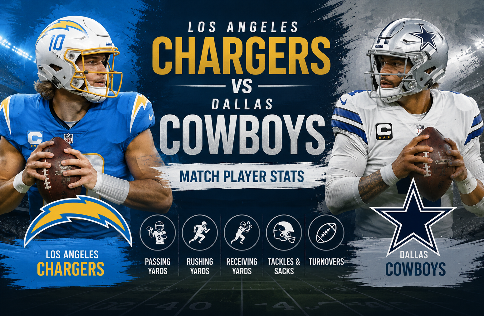 Los Angeles Chargers vs Dallas Cowboys Match Player Stats